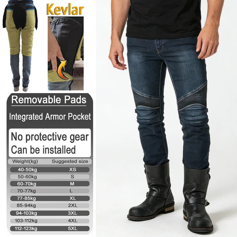 Kevlar Motorcycle Jeans Men Aramid Wear Resistant Motocross Racing Riding Spring Autumn with Armor Pockets Armor Not Included011