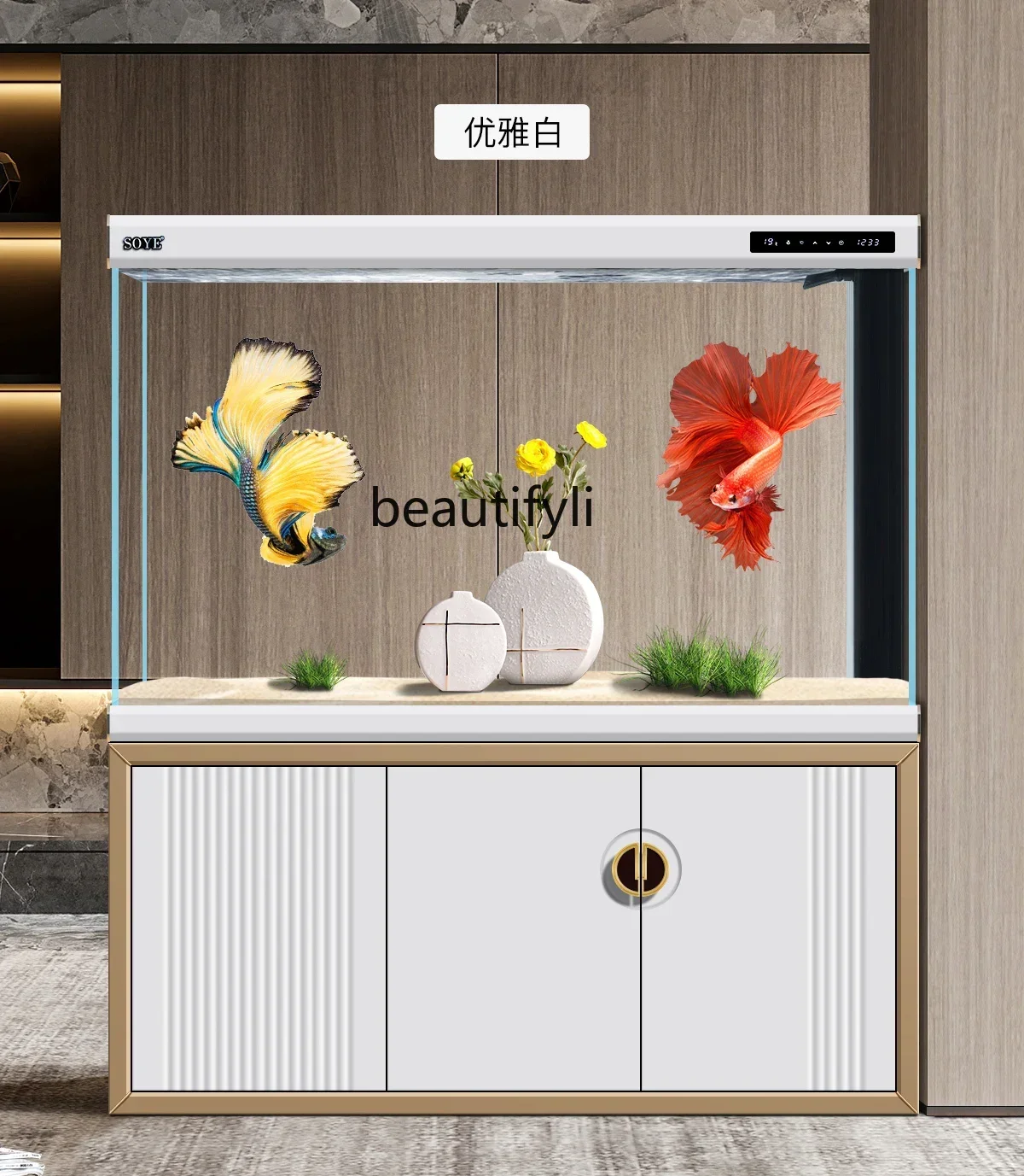 Fish tank living room large ecological intelligent aquarium ultra-white bottom filter entrance screen household