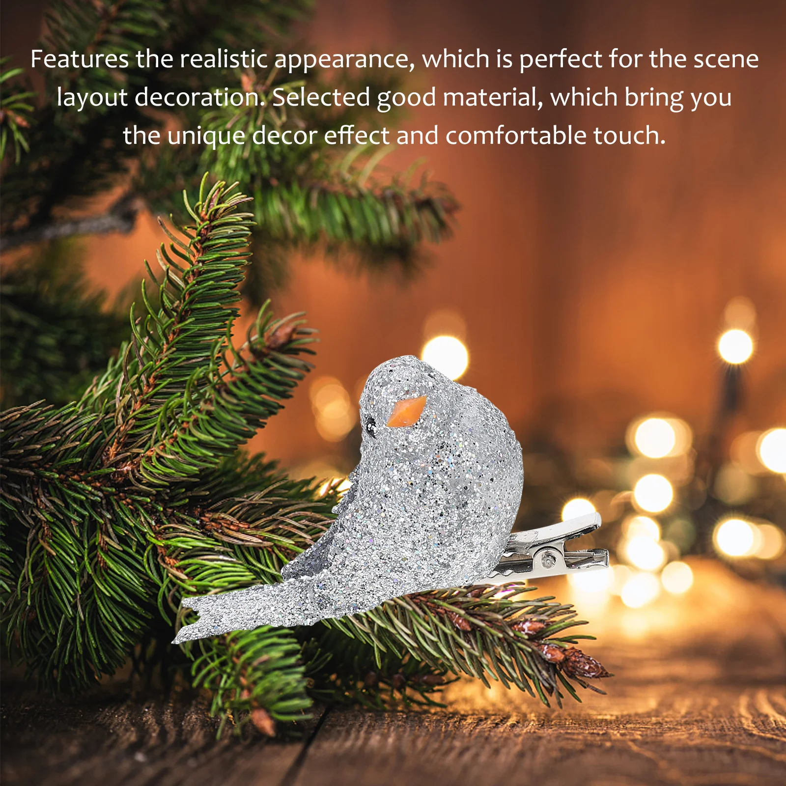 

12Pcs Exquisite Birds Christmas Decoration Foam Ornament for Tree Festive Scene Realistic Design Holiday Xmas Decor Props