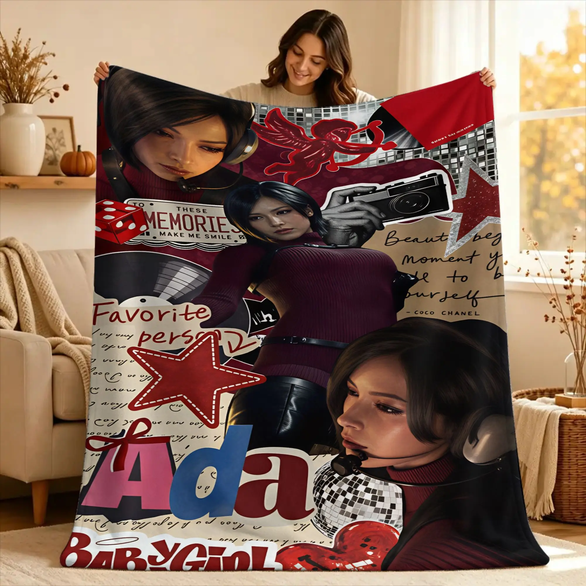 Ada Wong Resident Evil Blanket  Super Warm Funny Plush Throw Blanket For Couch Bed Decorative Flannel Bedspread Bed Cover