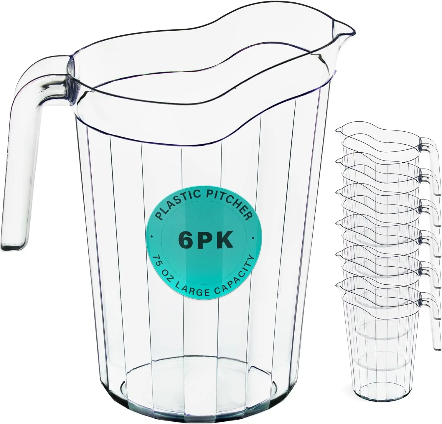 

Набор из 6 штук - Кувшин-диспенсер для напитков из поликарбонатного пластика, 75 унций, с носиком для розлива, ударопрочный, для кейтеринга