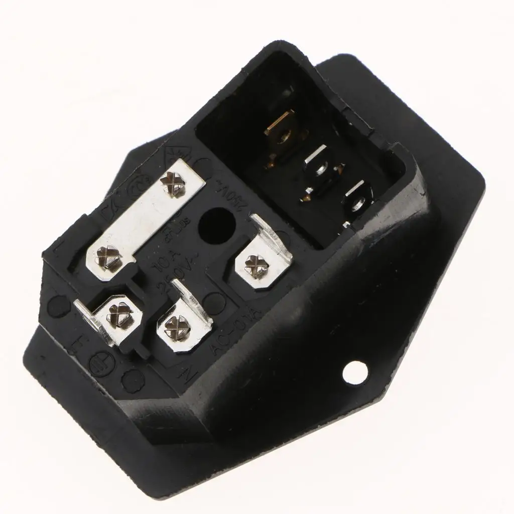 Inlet Module Plug Fuse Socket Switch Plastic IEC320 C14 3 Pin Red Silver Outlet for Machinery