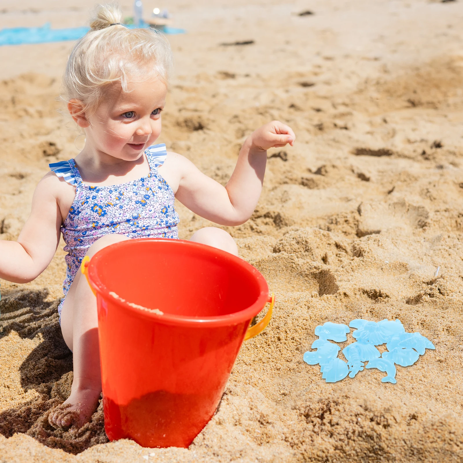 12 pezzi gioca stampi per sabbia giocattoli per sabbia da spiaggia set vassoio per sabbia giocattoli stampi per sabbia per bambini (piccolo/oceano/colore casuale)