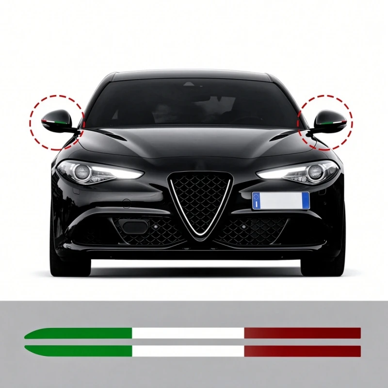 Auto Mirror Stripe Decal Rearview Mirror Graphic Decal Car Mirror Trim Sticker Italian Flag Style For SUV Sedan Hatchback Wagon