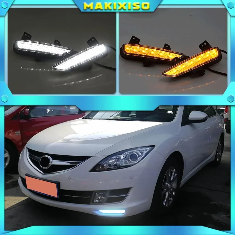 2pcs For Mazda 6 Mazda6 GH Ruiyi 2009 2010 2011 2012 Front bumper LED Fog Light Daytime Running Light DRL Lamp