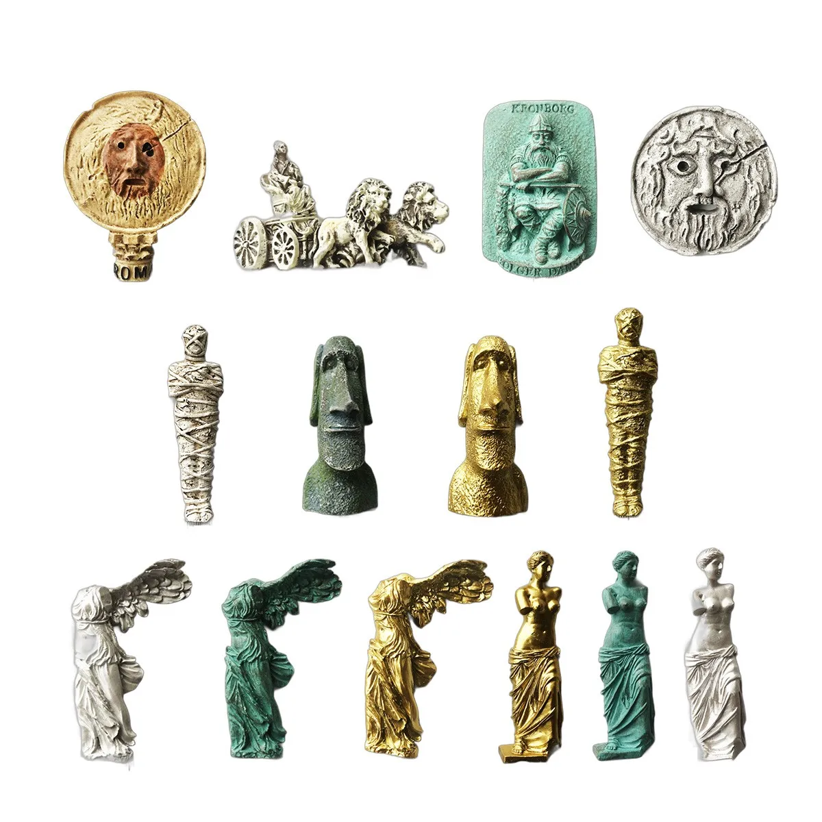 3D Famous Statue Fridge Magnets Mummy Venus Winged Victoria Moai Landscape Magnetic Stickers Mini Home Accessories