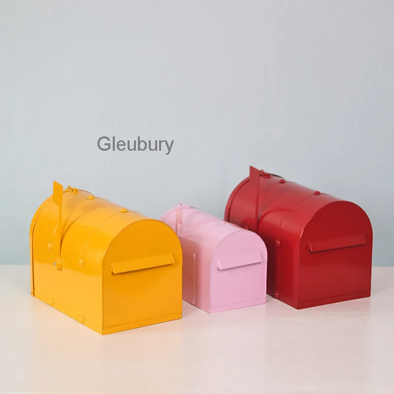 Iron Art European Style Mailbox Ornament Creative Home Garden Floor Decoration Photography Prop Mailbox