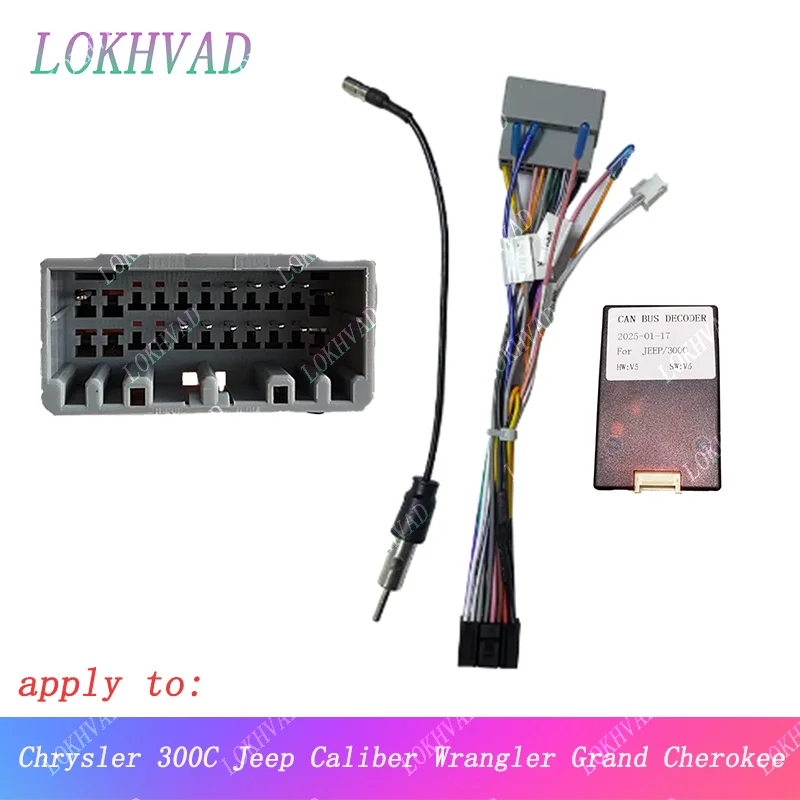 Decodificador de caja Canbus de radio de coche android para Chrysler 300C jeep compass DODGE CALIBER alimentación 16 pines arnés de cableado enchufe Cable de alimentación