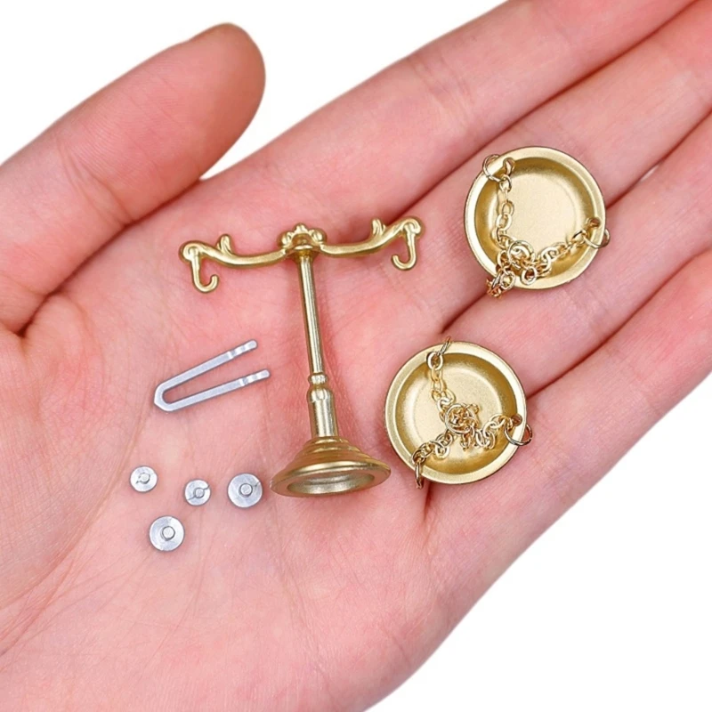 Antique Weighing Scale Set For 1: 6 1:12 Doll House Miniature Scene Decoration Craft Model Project Display Accessories 15UB