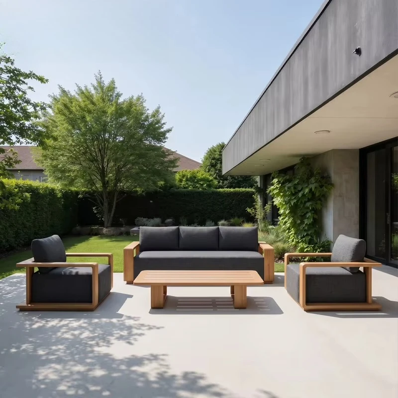 #Hotel Outdoor Furniture Set Modern Teak Wooden Garden Set Patio Furniture Set Villa Luxury Outdoor Sofa Resort Garden Furniture