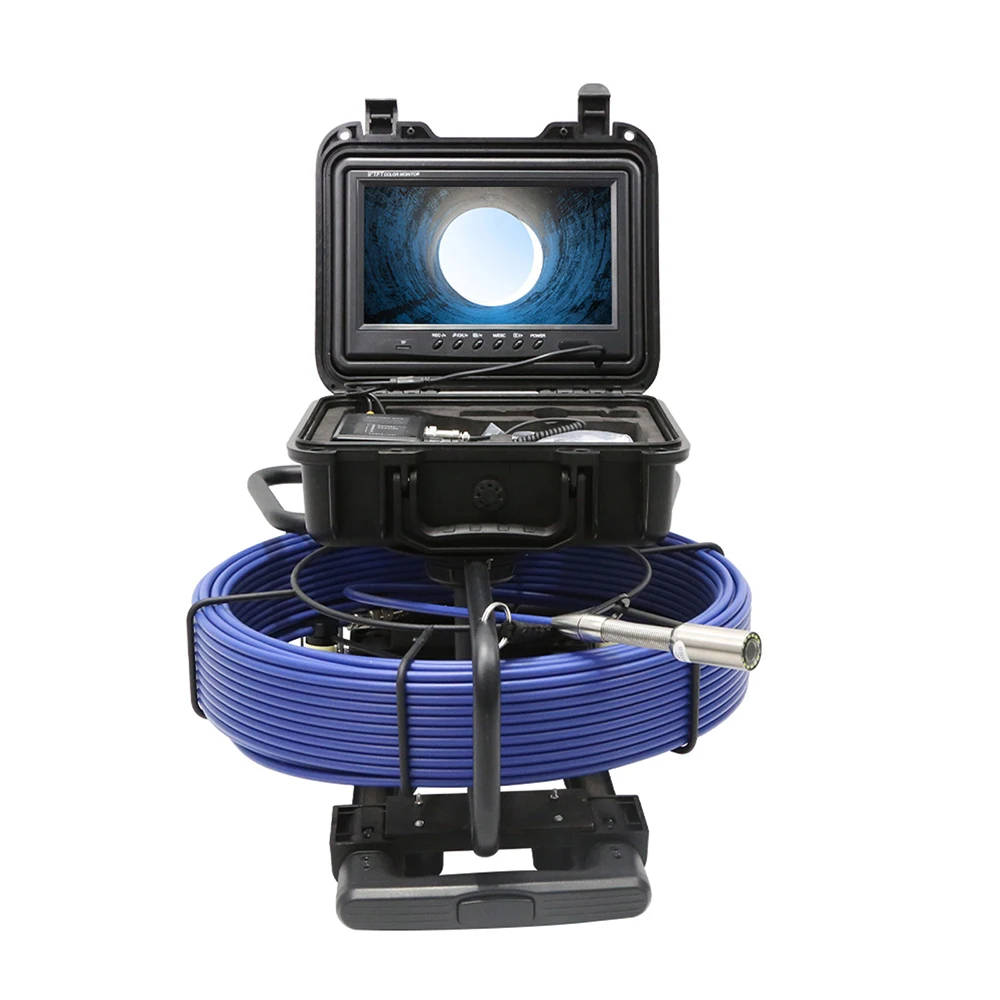 

Sewer Camera Self-Leveling 50M 7MM Cable, Industrial Endoscope IP68 Waterproof Drain Pipe Inspection Camera with DVR