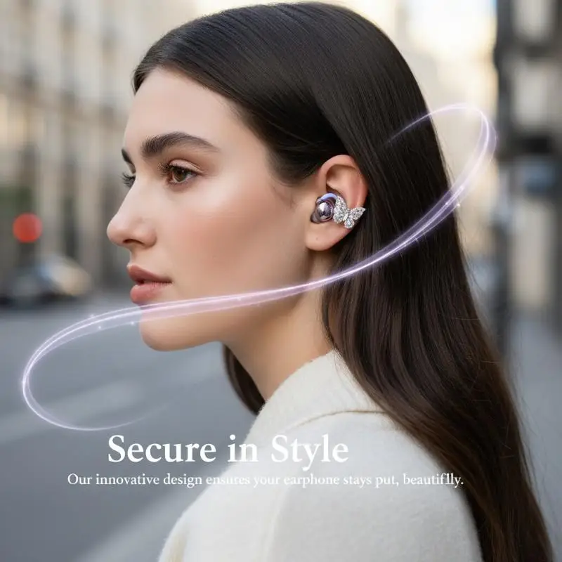 1Pair Earphone Rhinestone Ear Clip Secure Personalized Buckle Accessories for Enhanced Music Experience
