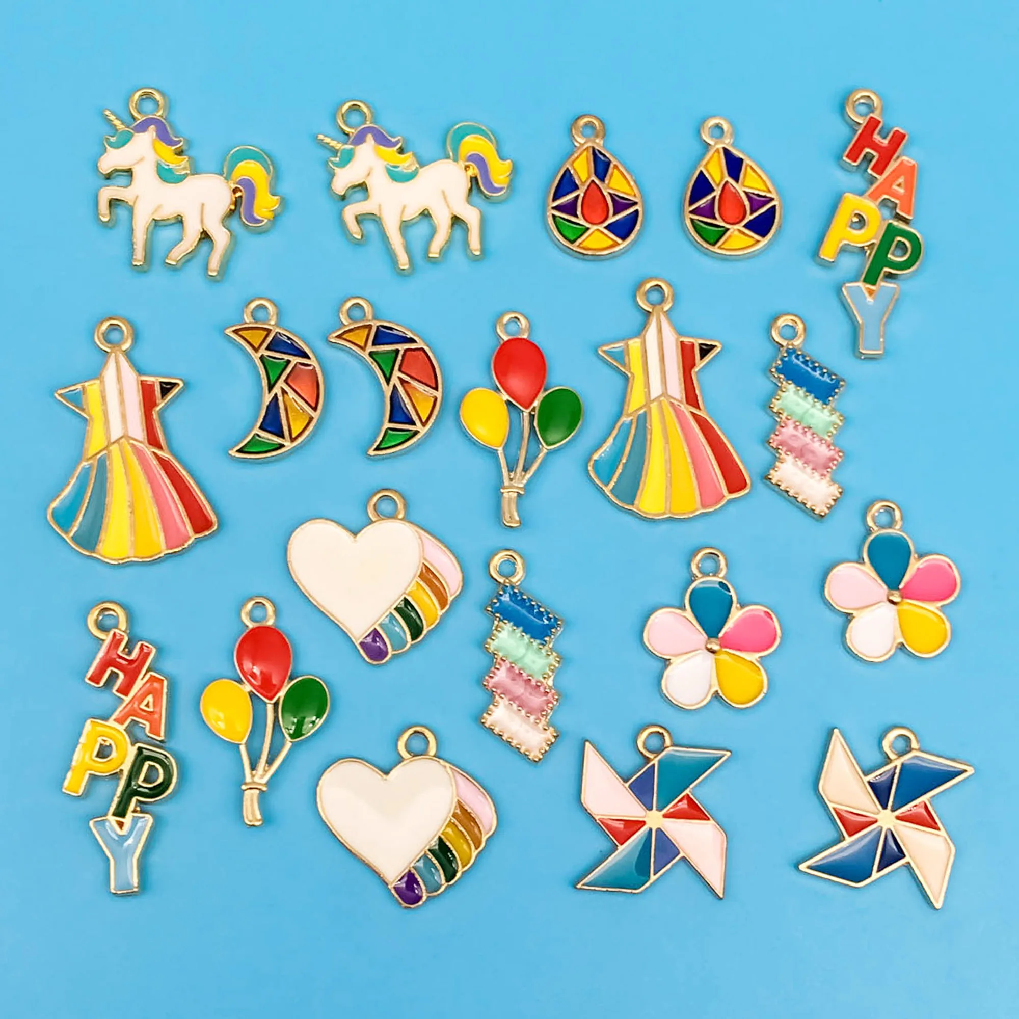 Mixed 20pcs Enamel Colorful Rainbow Color Charms Pendants For Jewelry Making Crafting Accessory For DIY Necklace Bracelet