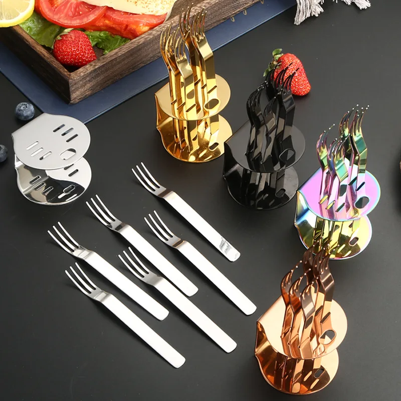 Stainless Steel Thicken Fruit Fork Set Ins Food Picks for Kids Household Cake Dessert Tableware Premium Kitchen Accessories