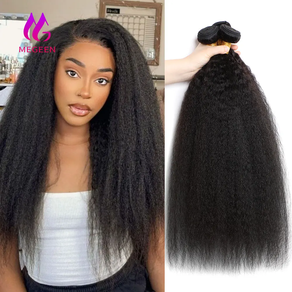 

Megeen 32 дюйма, объемные 100% человеческие волосы, искусственные прямые волосы Yaki, перуанские волосы для наращивания, искусственные волосы