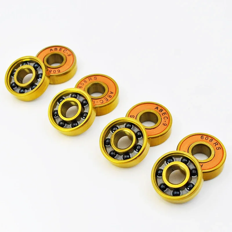 16pcs 608 2RS Hybrid Black Ceramic Ball Bearing 8*22*7mm silicon nitride Roller Skate Skateboard Wheel Golden Longboard Bearings