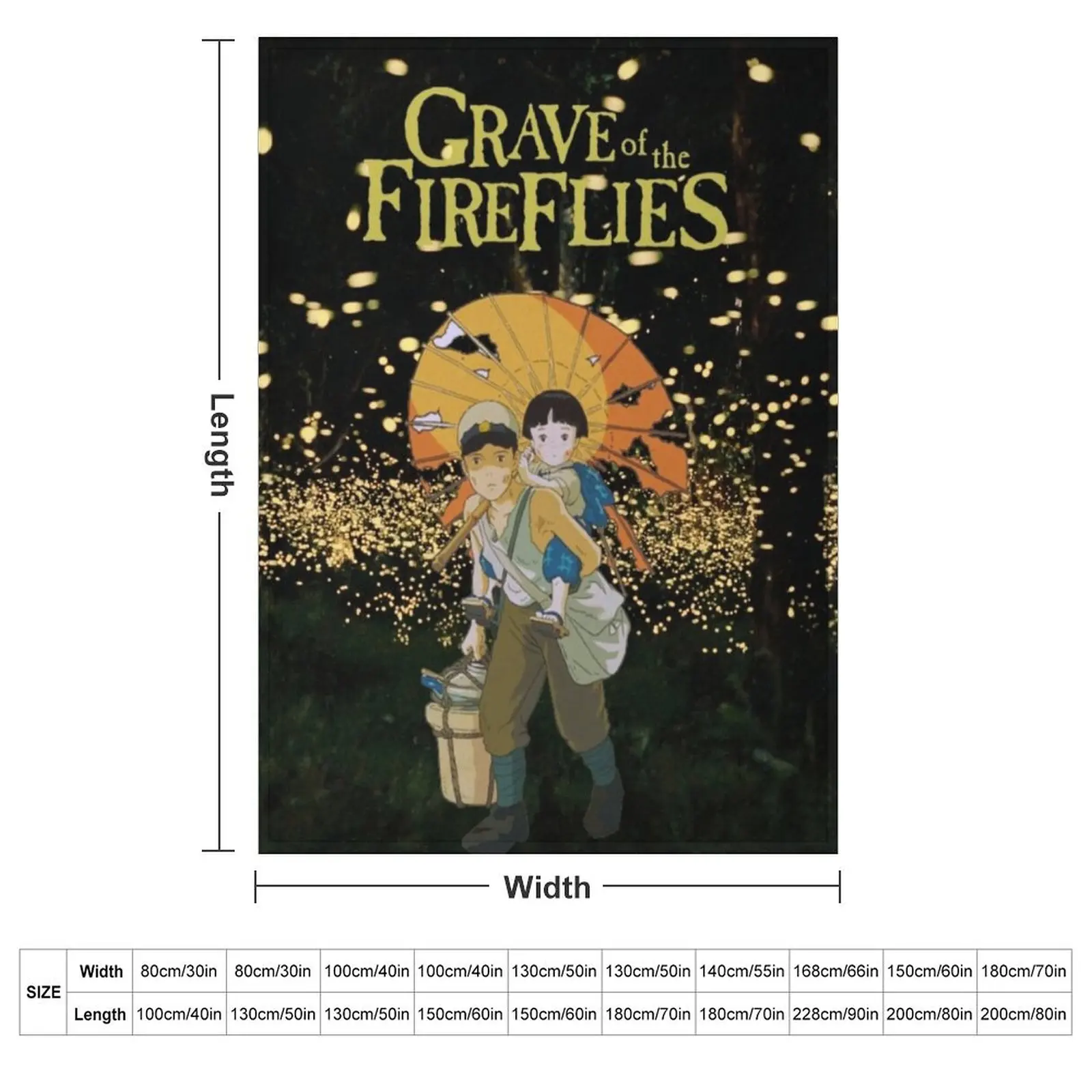Grave of the Firefliies with Umbrella ORIGINAL BY SillyFun.redbubble.com Throw Blanket