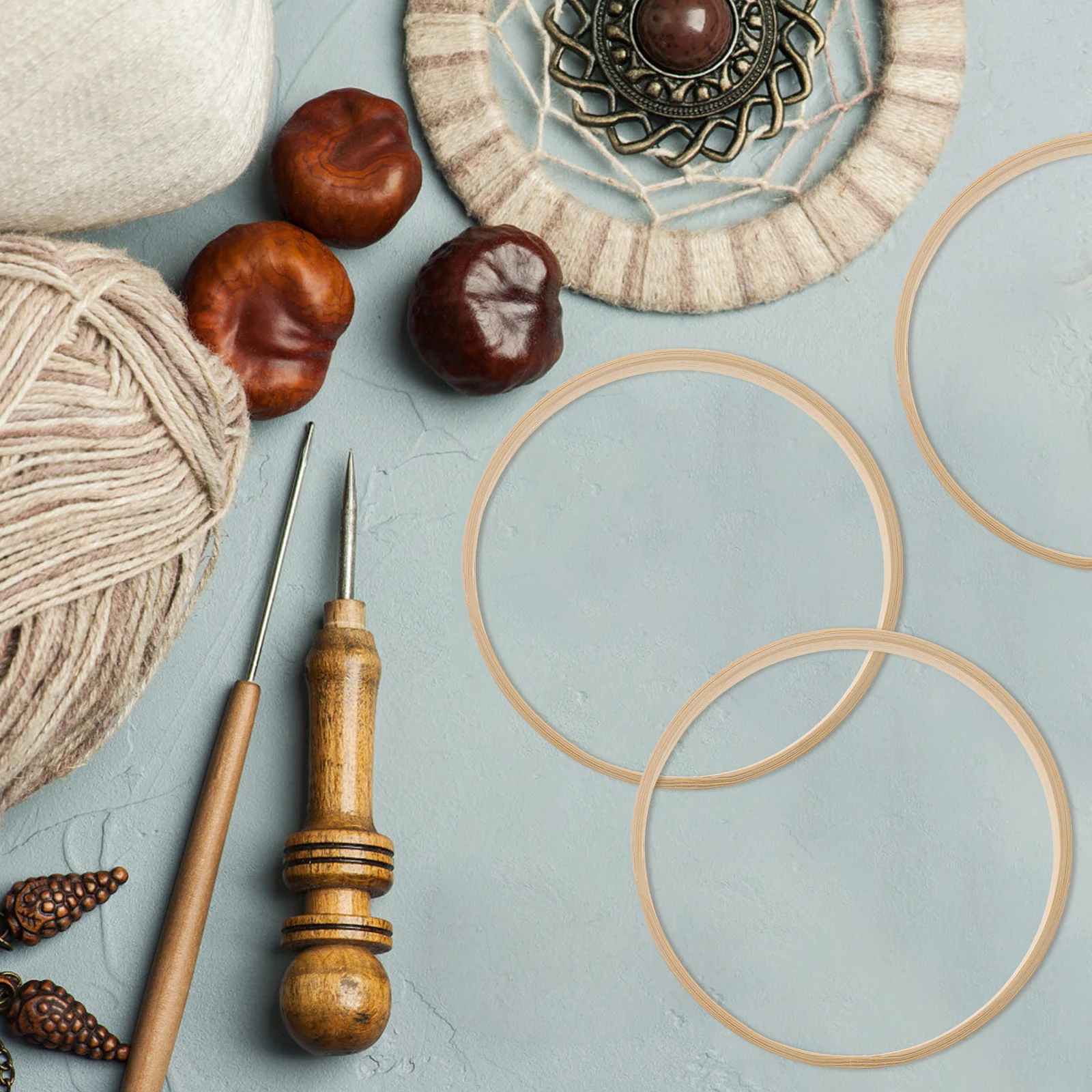

12Pcs 10Cm Bamboo Dream Catcher Rings Round Craft Frames DIY Macrame Hoop Handcraft Wreath Windchime Accessories