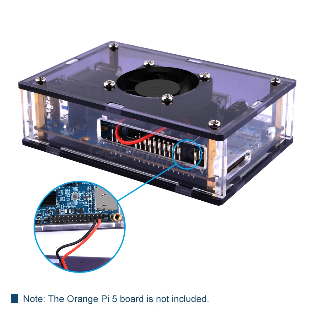 Orange Pi 5 / 5B Starter Kit Acrylic Case Transparent Shell with Fan Power Supply Heatsink HDMI Cable and MicroSD Card