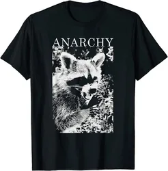 Camiseta divertida ANARCHY RACCOON, camisetas para hombre, camisetas Vintage, camisetas gráficas, camiseta de gran tamaño, camiseta informal de algodón para las cuatro estaciones