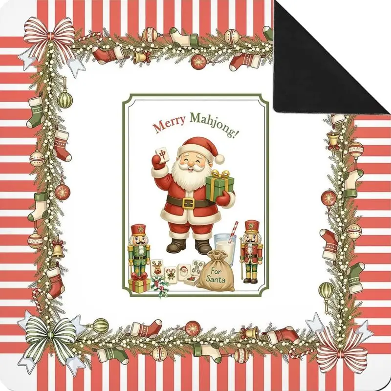 VIKAMA Xmas Mahjong Table Mat Anti‑Slip Shock Absorbing Game Pad for Christmas Gathering Indoor Leisure Home Decor