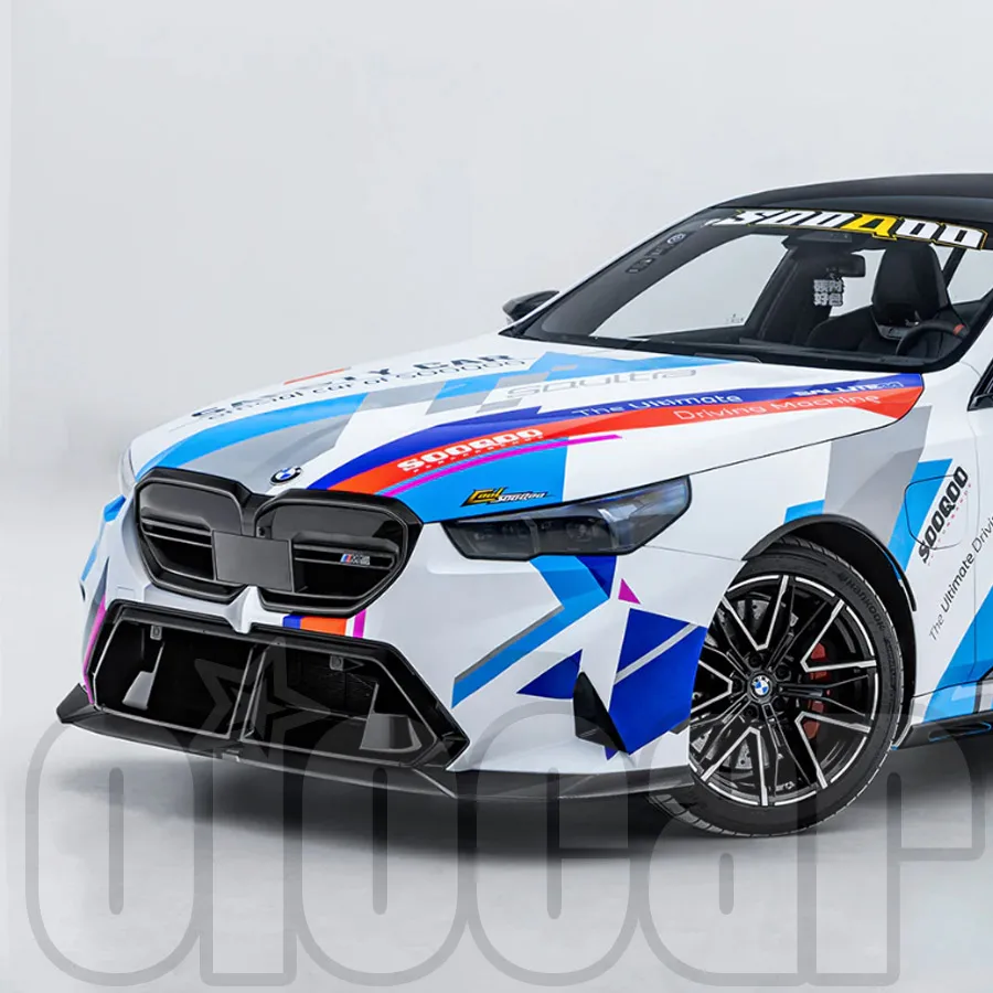 

Oiomotors SQ Style Dry Carbon Front Lip Spoiler and Side Top Fin Canards Wind for BMW G90 M5