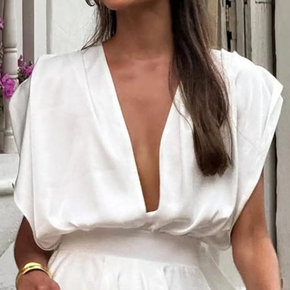 2025年秋新作 レディース ホリデーパーティー ジャンプスーツ セクシーVネック ファッション 長袖 パフスリーブ ビブ ウエスト ショートパンツ ﻿