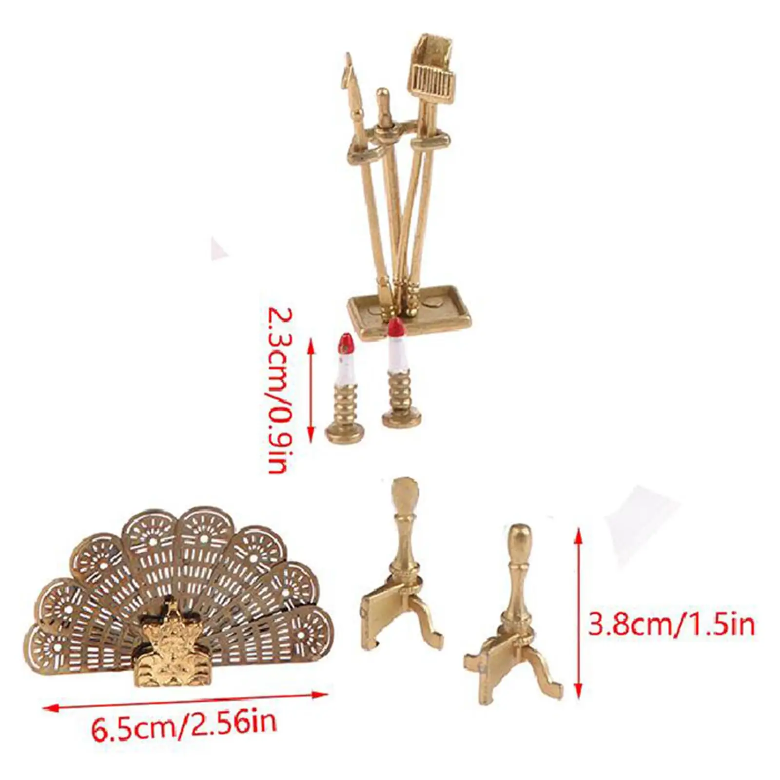 Set di coperture per camino per casa delle bambole in scala 1:12, decorazione artigianale in metallo in miniatura