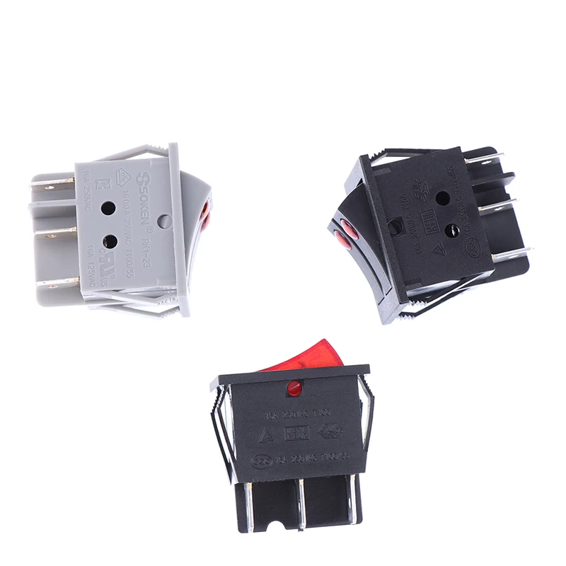 Electric Heater Switch 16A~250V AC KCD3-606 Double Rocker Switch With Light ON/OFF 6Pin Power Button Switch Electric Baking Pan