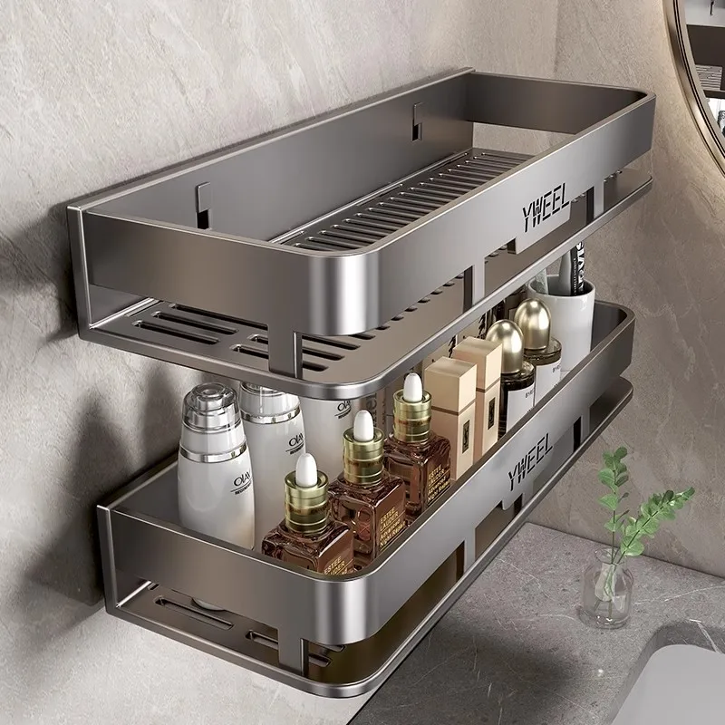 Bathroom Storage Rack No Drill Shelves Wall Mount Corner Shelf Shampoo Bottle Organizer Bathroom Kitchen Accessories