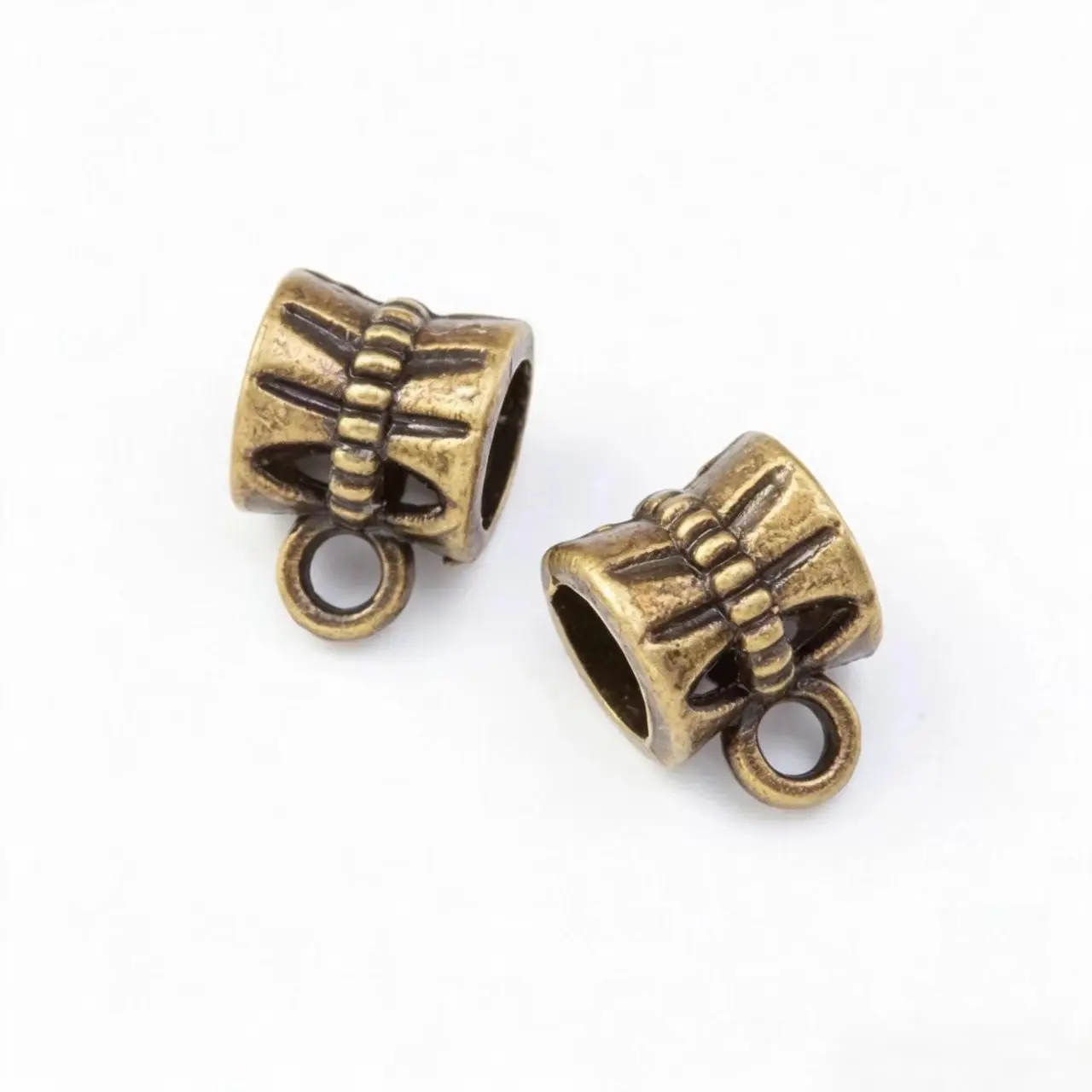 40Pcs 10*7mm Antique Charm Bail Beads Spacer Beads Pendant Clips Pendants Clasps Connectors for Bracelet Necklace Jewelry Making