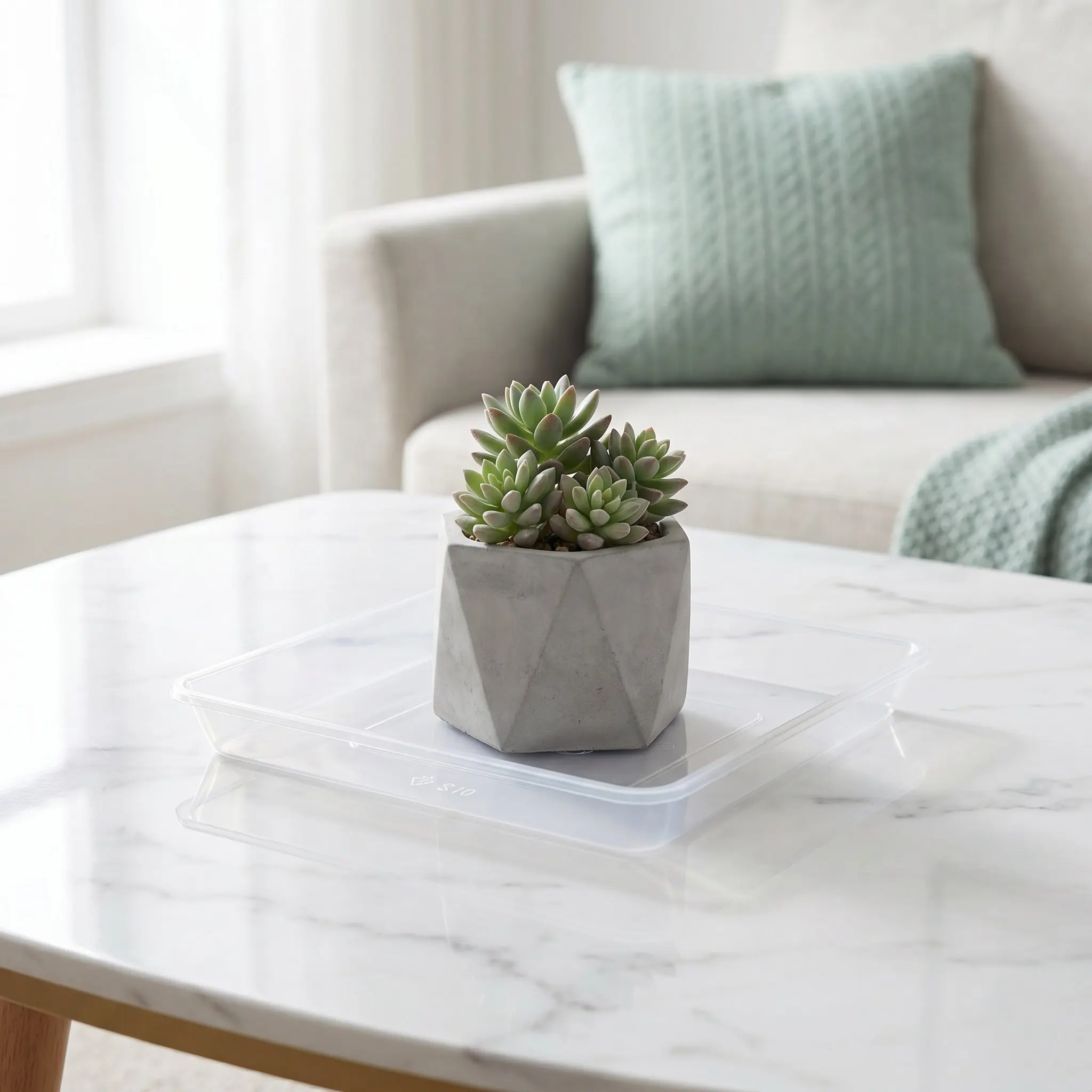 4Pcs Transparent Square Plant Saucer Thickened PP Plastic Plant Water Drip Tray Indoor Outdoor Flower Pot Drainage Tray Water