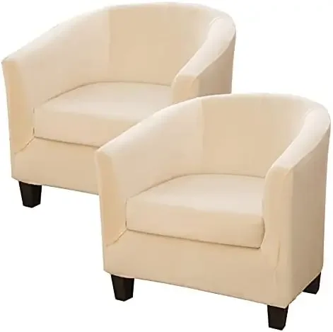 2 Piece Velvet Tub Chair Covers with Cushion Cover Armchair Slipcover Stretch Spandex Club Chair Sofa Couch Furniture