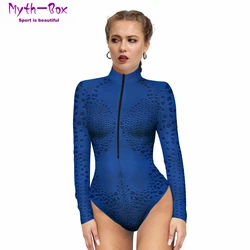 Women One Piece Swimsuit Superhero Print Long Sleeve Swimwear Zipper Jumpsuits Beach Wear Surfing Tops Quick Dry Bodysuit Female