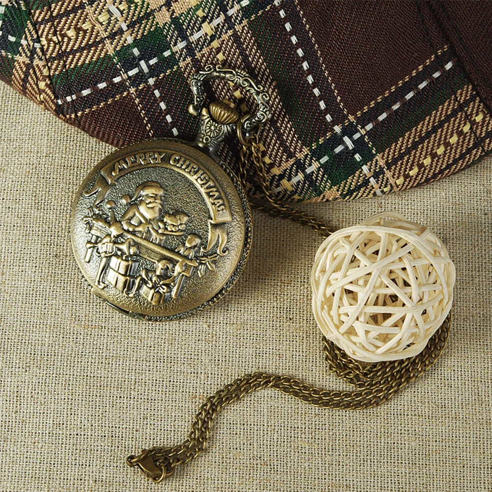 

40x4.6 Bronze Retro Pocket Watch Santa Claus Vintage Quartz Christmas Ideal for Outdoor Activities Pocket Watch