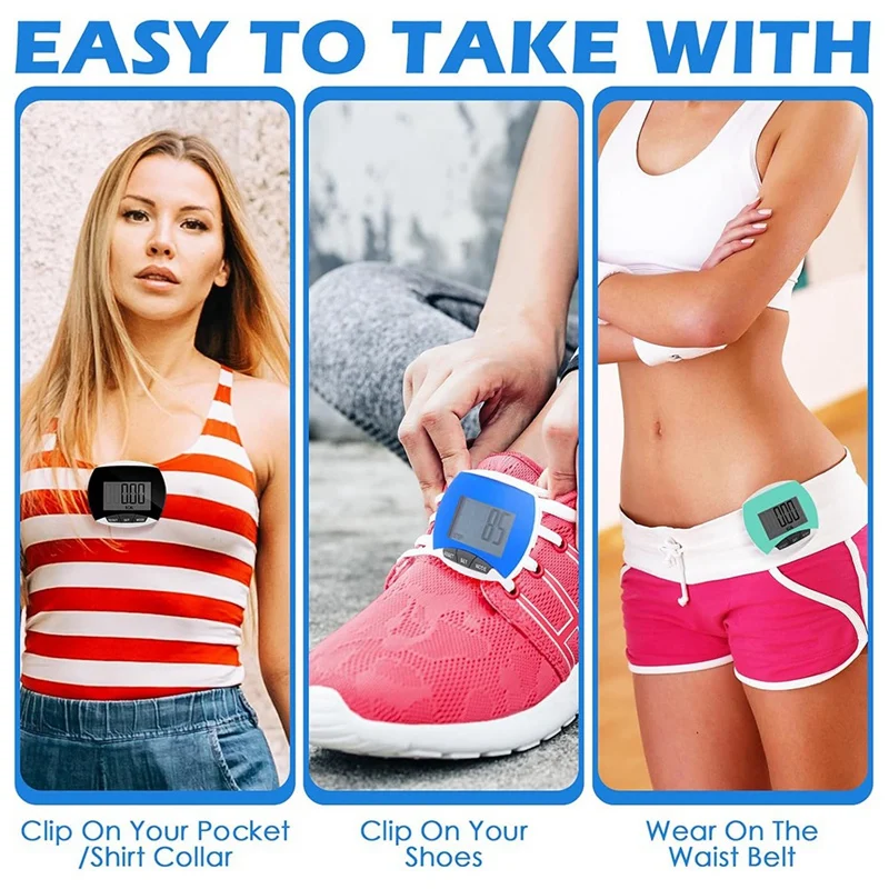 Простой шагомер из 9 штук для подсчета шагов, портативный трекер шагов с зажимом для записи потребления калорий