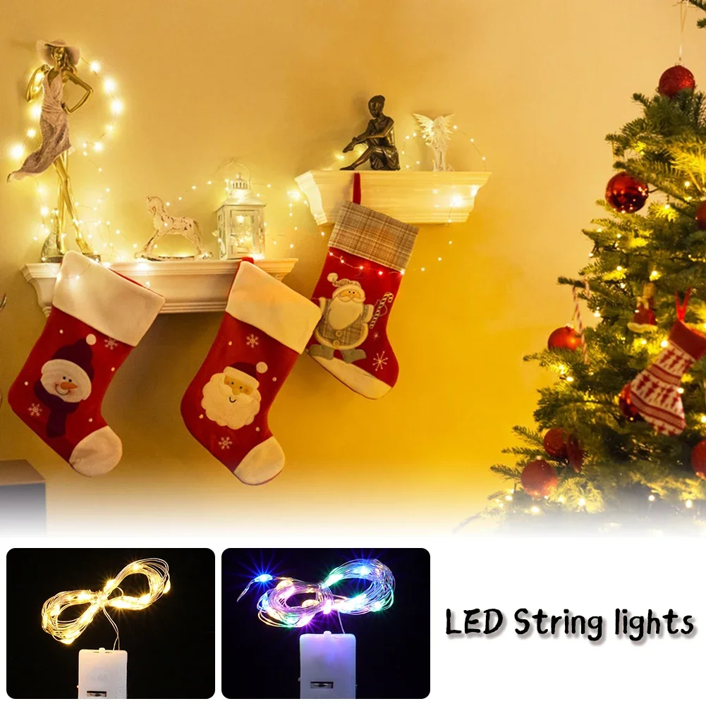 Mini luces de hadas impermeables de cobre, 3 modos de velocidad para decoraciones navideñas y uso al aire libre, alimentadas por batería, 1/2M, 10/20led