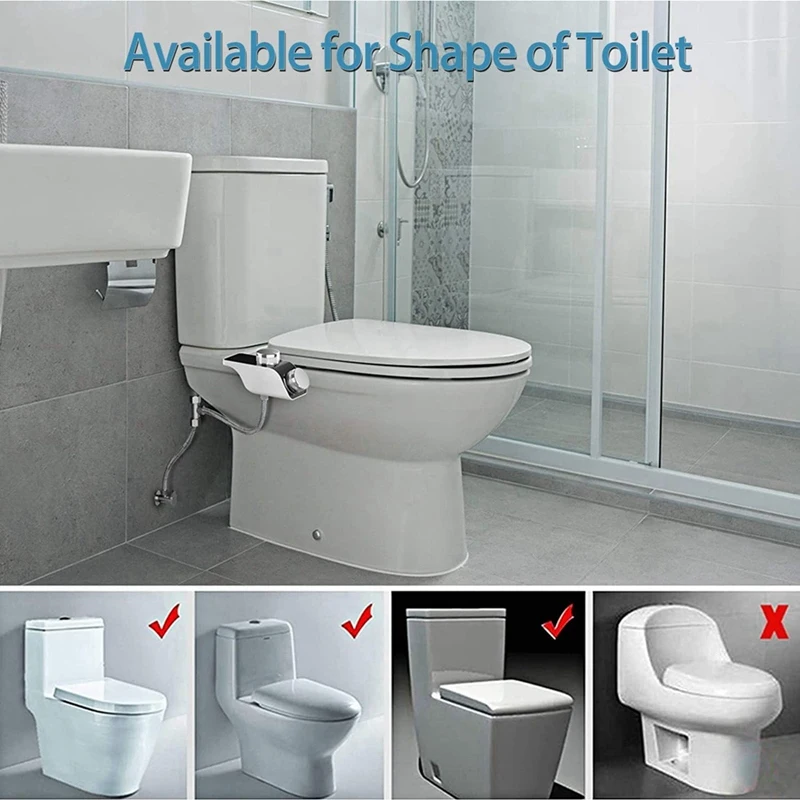 Bidet Attachment For Toilet ,Cold & Hot Dual Nozzle Water Non-Electric Bidet Toilet Attachment Plastic+Metal , 3-8 Europe