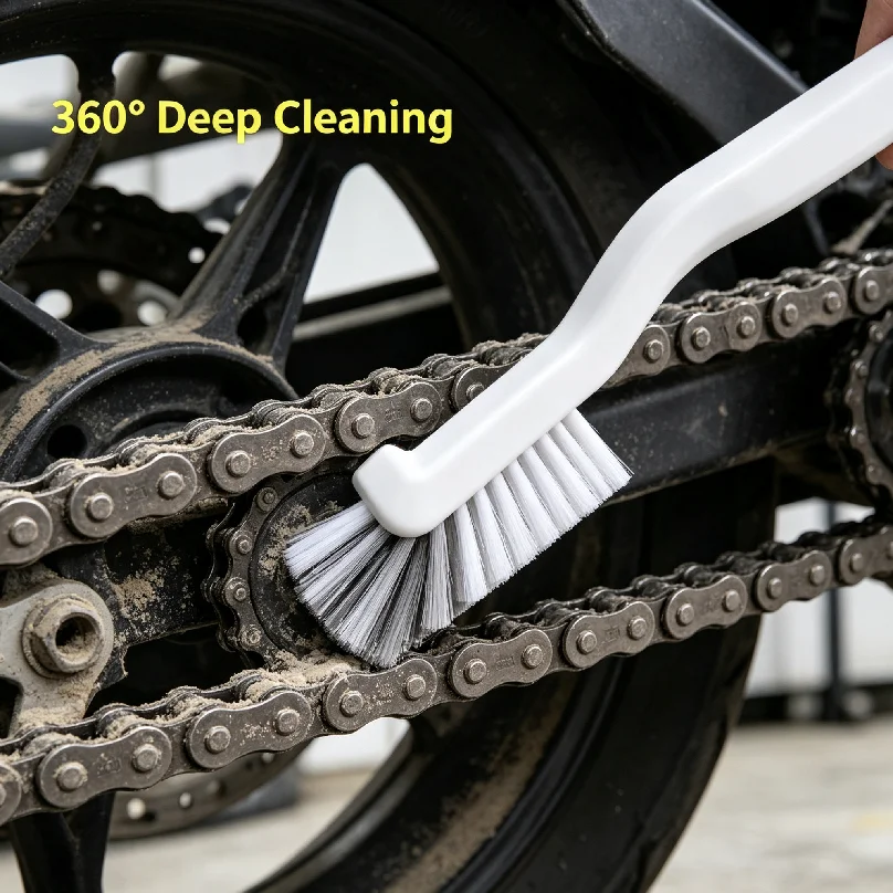 Japanese Sink & Motorcycle Cleaning Brush - Long Handle Elbow Design for Tail Holes & Crevices