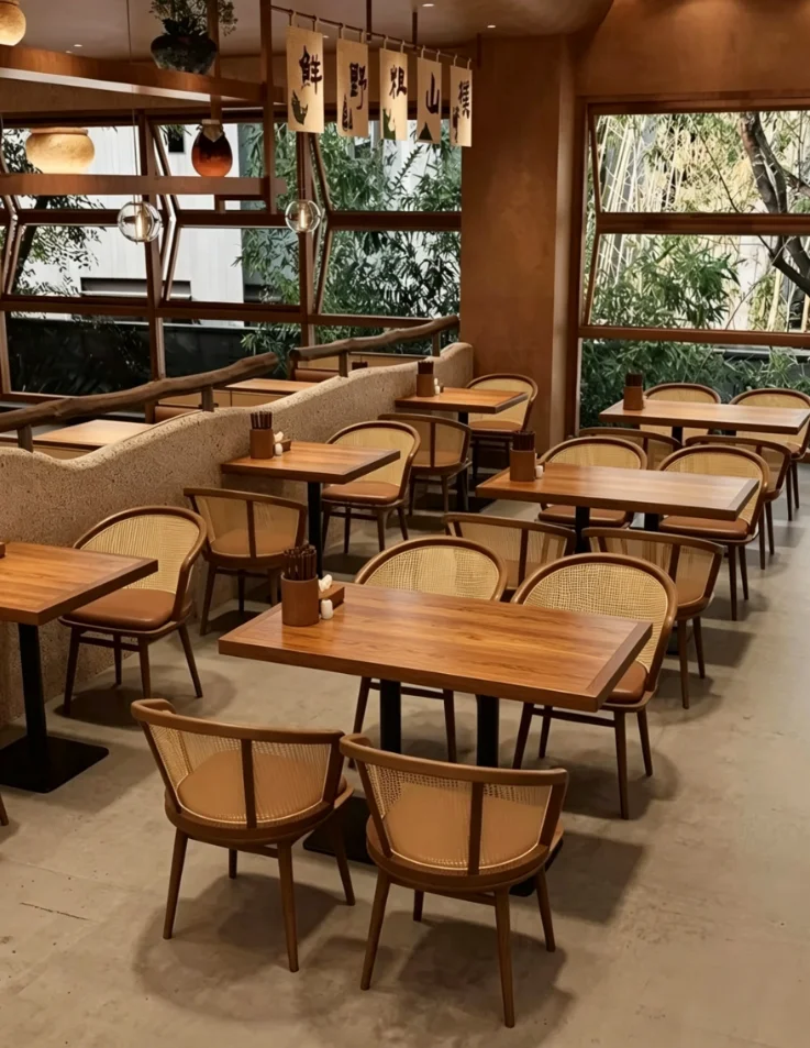Wholesale Modern Wooden Restaurant Furniture Set Custom Booth Seating Armchair For Bistro Cafe Hotel Catering Project view 2
