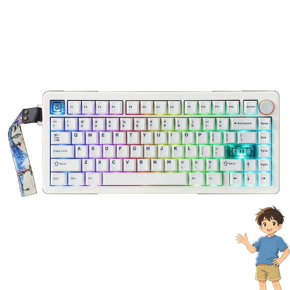 CIDOO QK75 Mechanical Keyboard Tri-Mode Wireless RGB Hot-Swap Gamer Keyboards Support VIA Programmable Gasket Gaming Accessories