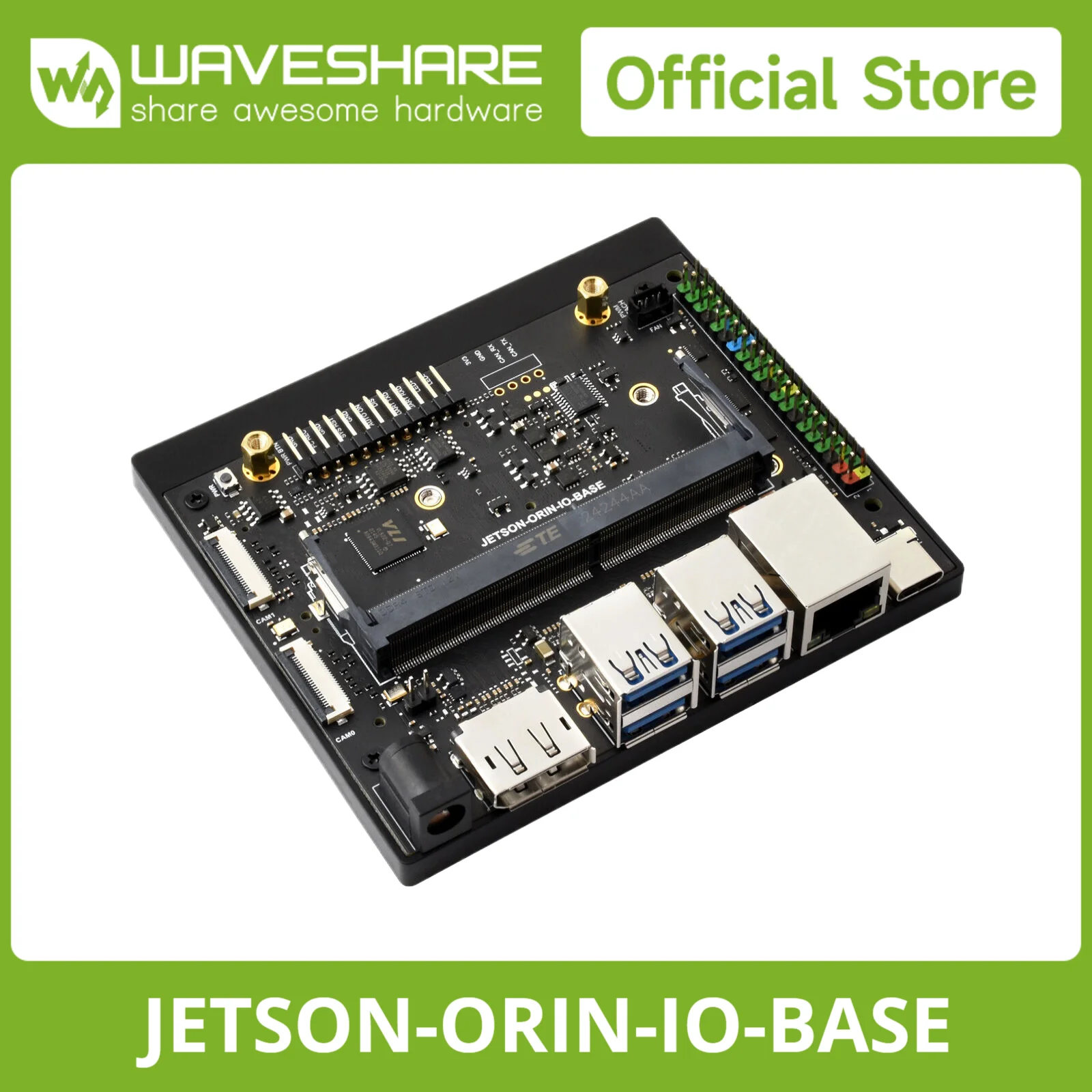 Waveshare Jetson Orin Nano/NX Development Board Based on Jetson Orin Nano and Jetson Orin NX module, 40PIN GPIO header