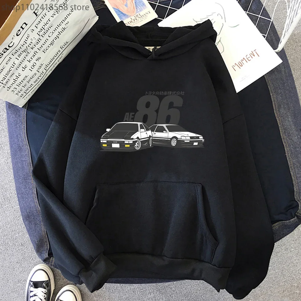 Initial D AE86 JDM-Sudadera con capucha para hombre y mujer, ropa de calle con estampado de letras de coche japonés, holgada, estilo Hip Hop, Anime