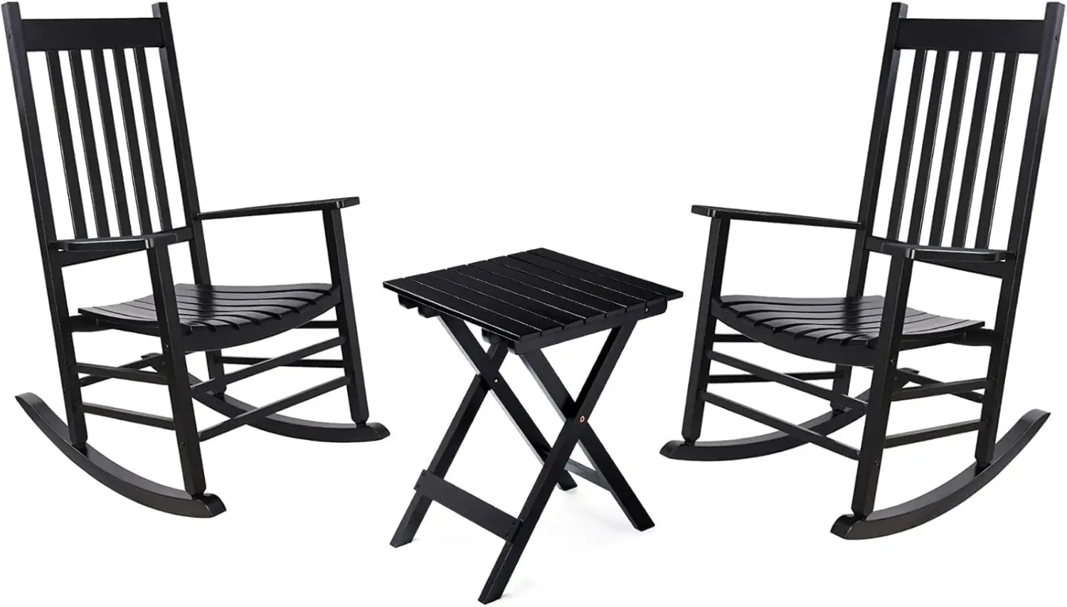 

Комплект деревянных кресел-качалок - 2 деревянных кресла-качалки для веранды с приставным столиком, идеально подходят для использования в помещении или на улице, универсальные, с возможностью индивидуальной настройки