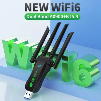 WiFi 6 AX900 Bluetooth 5.4 WiFi USB adaptér Bezdrátová síťová karta 2.4G a 5GHz Wi-Fi anténa USB pro PC/notebook Win10/11 Ovladač zdarma 8 nejlepší prodej Bluetooth WiFi převodník - №1