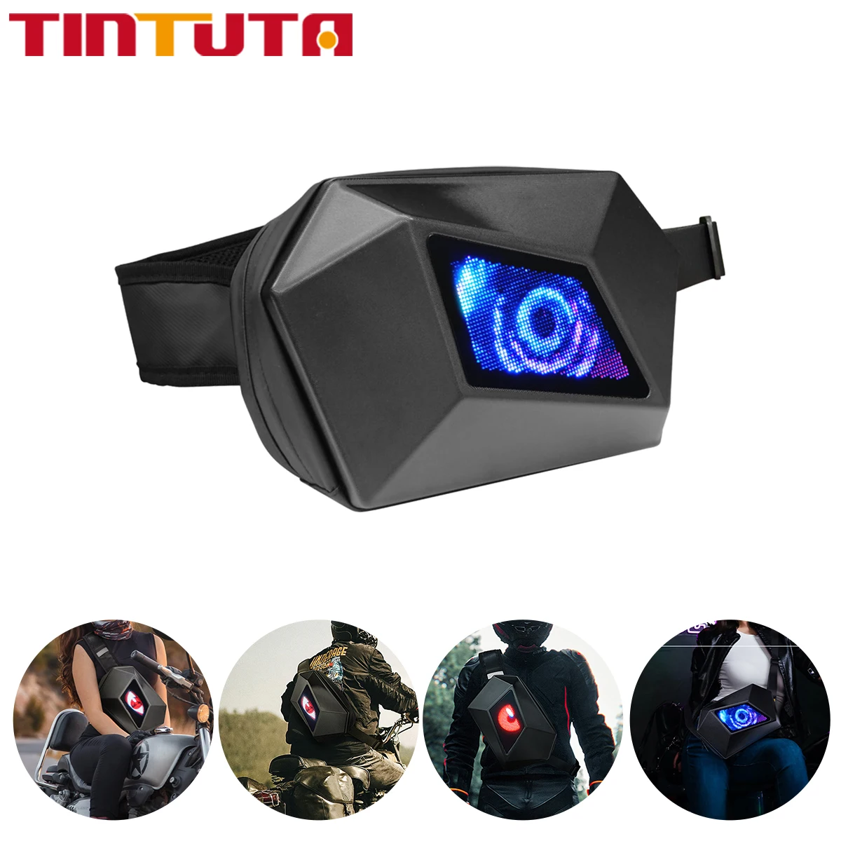 Devil's Eye Travel Bag LED DIY Smart Backpack Waterproof Led Knight Backpacks Hard Shell Cool Motorcycle Riding Bluetooth unisex