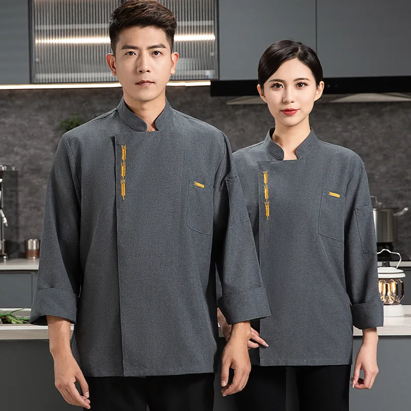 زي الشيف الرجالي بأكمام قصيرة مقاوم للاهتراء، زي صيفي خفيف الوزن لتقديم الطعام في الفنادق