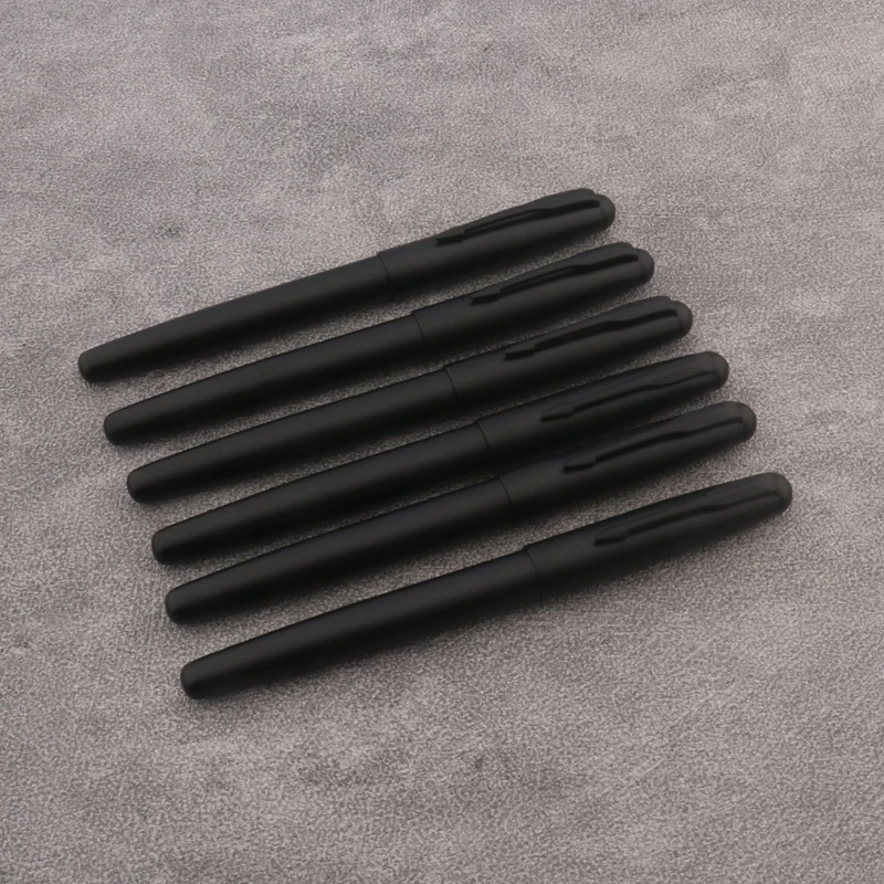 6pc Parallel Fountain Pen Frosted Black Ink Pen Gothic Arabic Italic 0.7/1.1/1.5/1.9/2.5/2.9mm Nib Office Supplies Pens