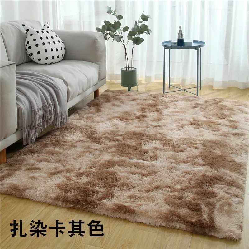 VIKAMA Dark Blue Tie Dye Shaggy Rug Fluffy Long Pile Area Rug Non Slip Soft Plush Carpet for Living Room Bedroom Home Decor