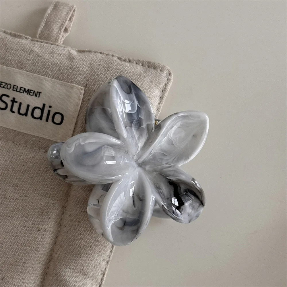 3 قطعة Y2KNiche شخصية فريدة من نوعها نمط الرخام المخلوطة البيض زهرة انتزاع كليب الدوبامين الراقية الشعور القرش كليب اكسسوارات للشعر #4